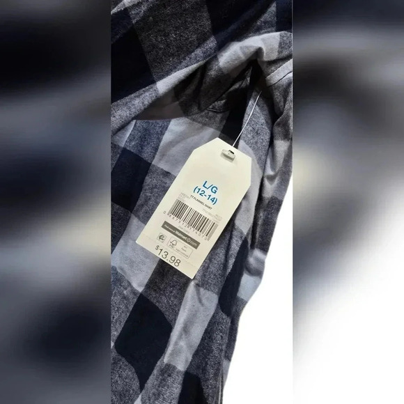 Time & Tru, Size L, Dark Blue and White Button-Down Longsleeve Shirt - Picture 10 of 13